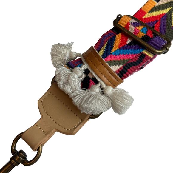 Carla Valencia Embroidered Bag Strap Multicolor Aztec Evil Eye Beaded Adjustable - Picture 4 of 16